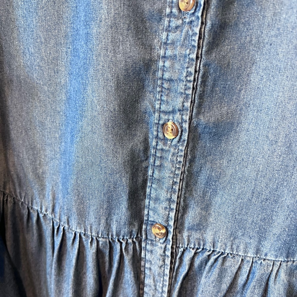 Womens Blue Lyocell Denim Babydoll Shirt Dress Size Large Pockets‎ - Picture 8 of 8